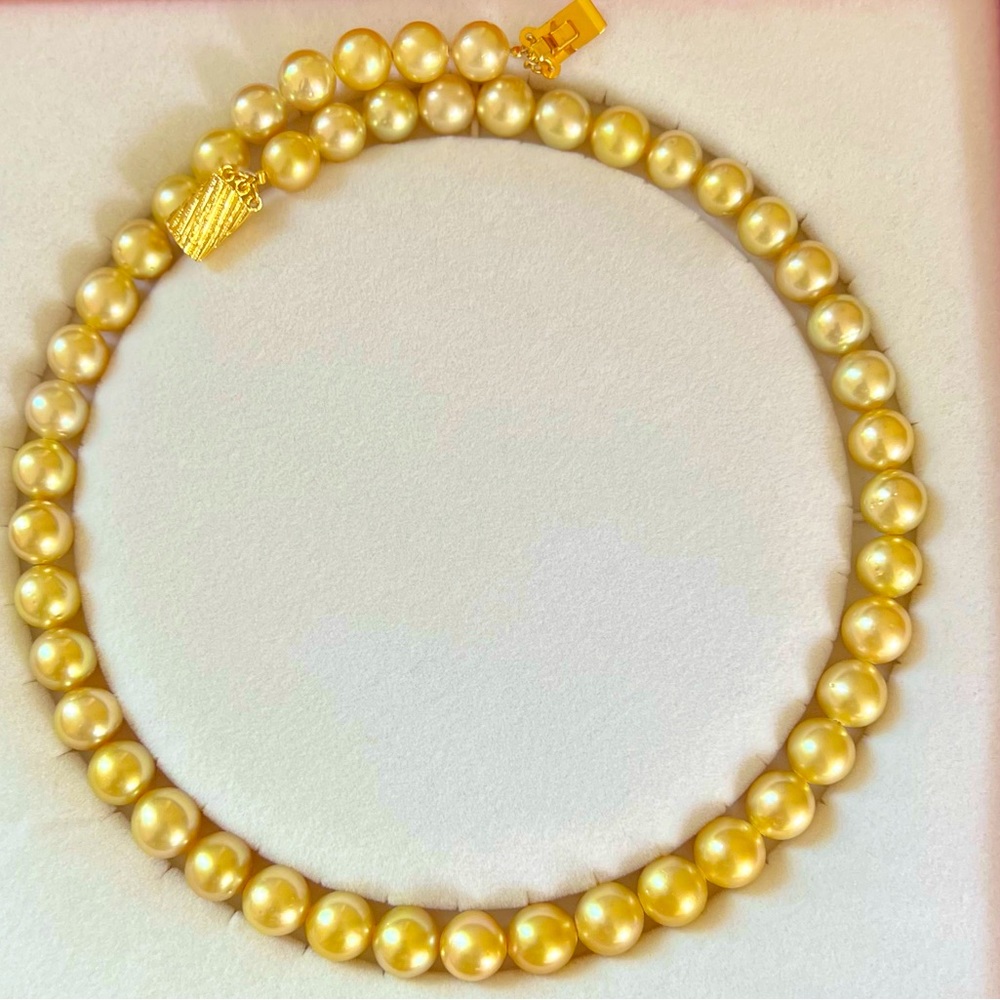 Natural Burmese Golden South Sea Pearls Statement Necklace imported from Myanmar